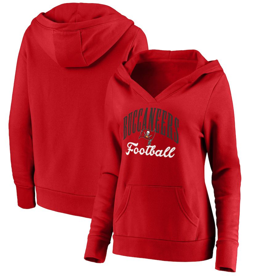 Women Tampa Bay Buccaneers Fanatics Branded Red Victory Script V-Neck Pullover Hoodie